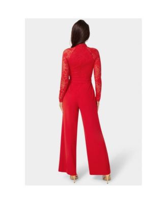 Women's Lace and Bodice Straight Leg Jumpsuit
