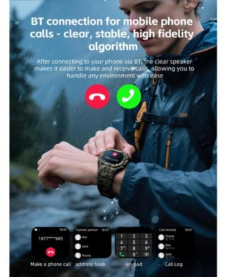 Outdoor sports wristband 1.75-inch full touch screen Bluetooth call flashlight SOS compass -Red