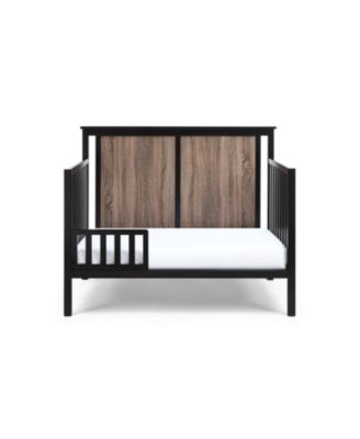  Black and Vintage Walnut 4-in-1 Convertible Crib with Mid-Century Accents and Wood Finish