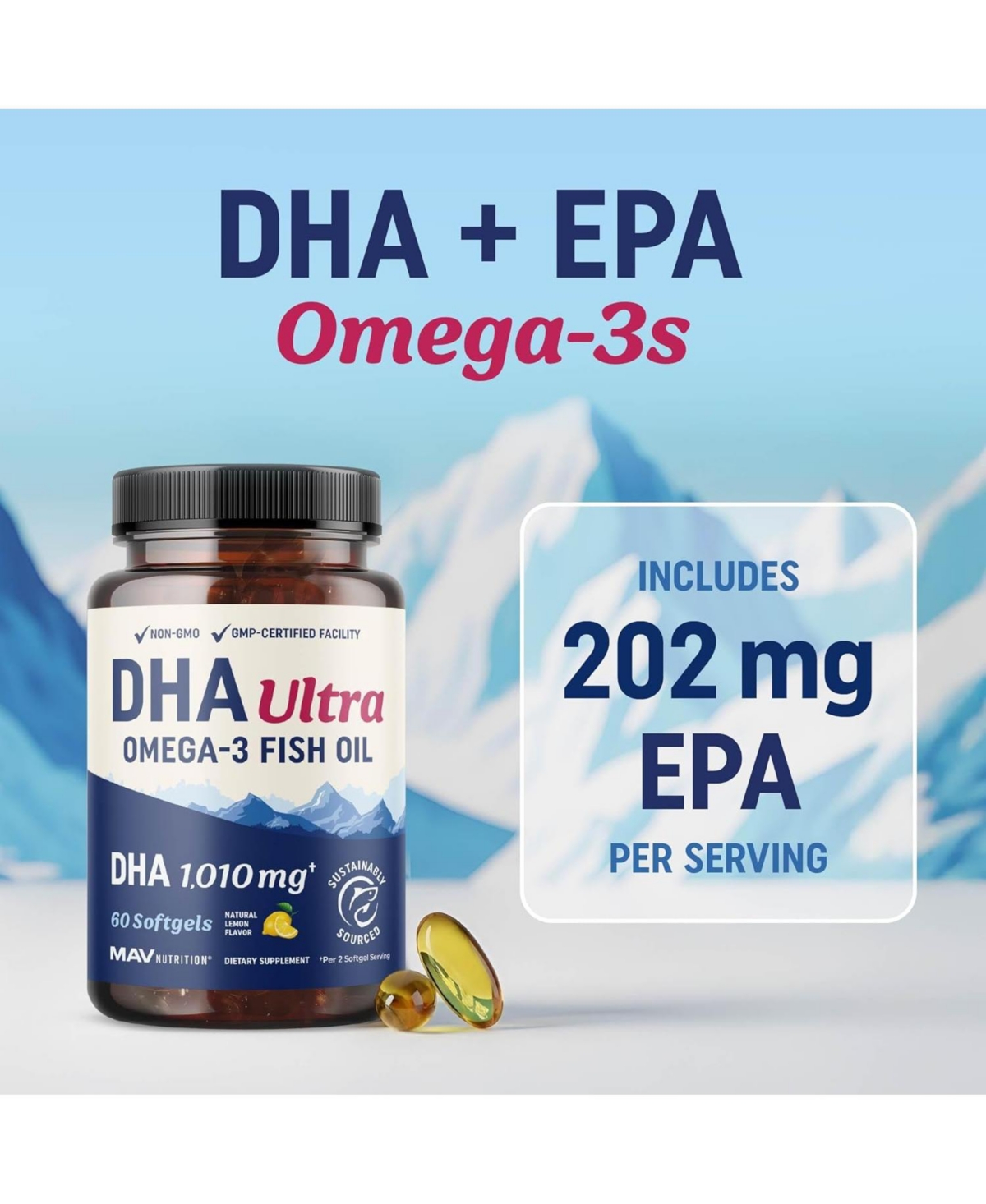 Mav Nutrition High Dha Fish Oil Softgels, 60ct