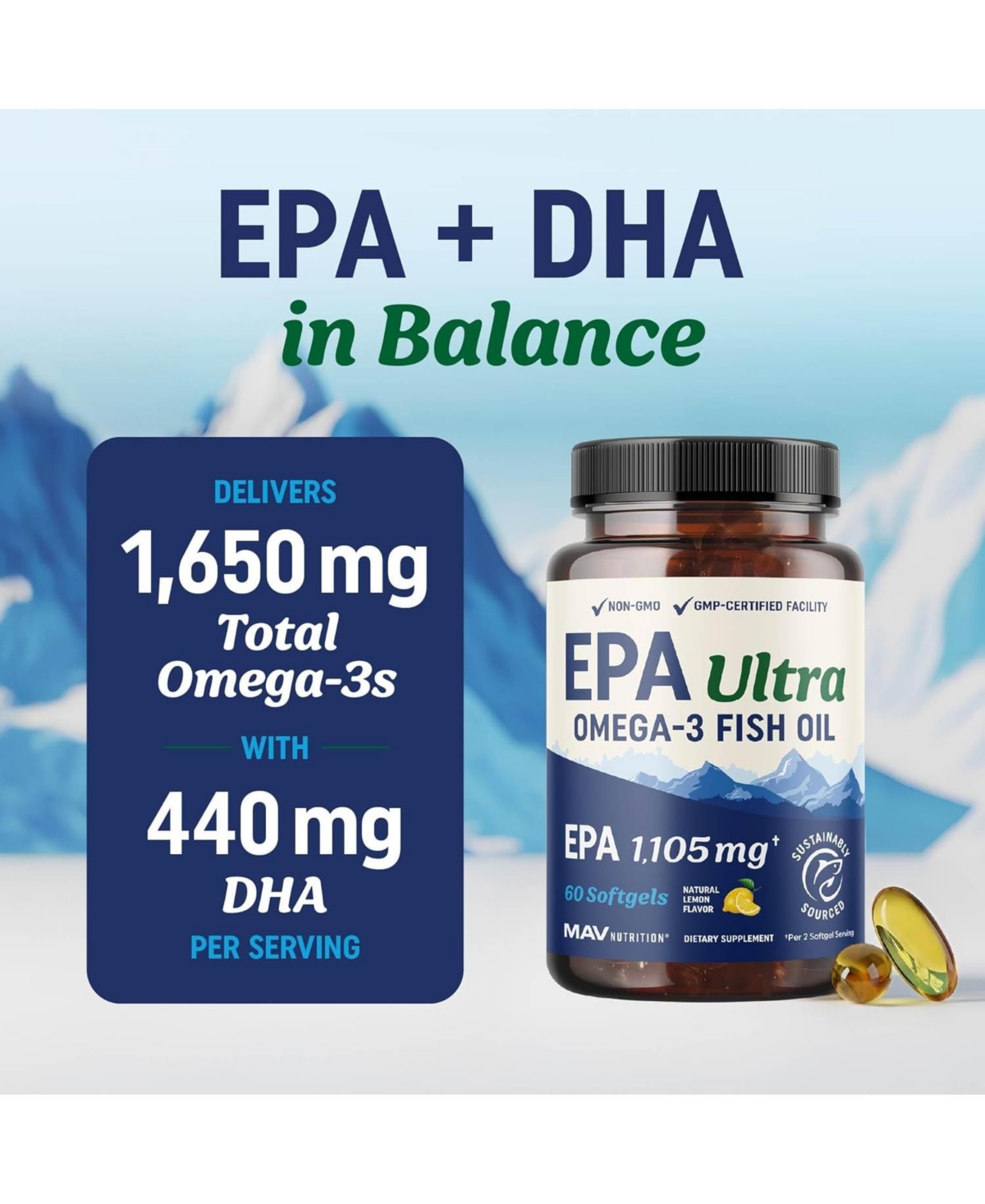 Mav Nutrition High Epa Fish Oil Softgels, 60ct
