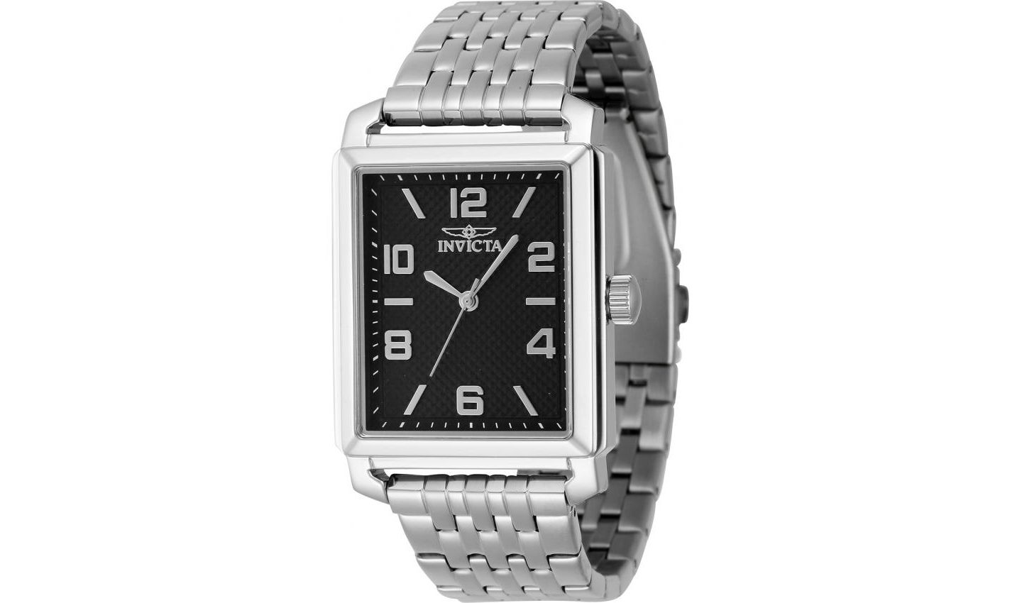 Мужские часы Invicta 46659 Vintage Quartz 3 Hand Black Dial, цвет: Серебряный — фото 1