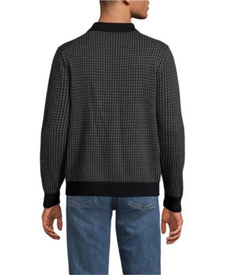 Men's Long Sleeve Washable Merino Button Through Sweater Polo