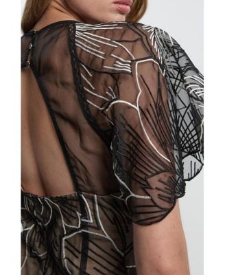 Women's Sequin Organdie Woven Maxi Dress