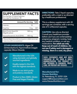 Black Seed Oil + DHA Liquid Capsules, 60ct