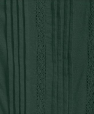 Women's Lightweight Jersey Lace Mix Long Sleeve Pintuck Top