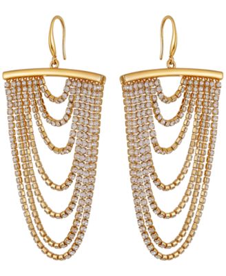 Rhinestones Tassel Drop Earrings (also in Silver-Tone)