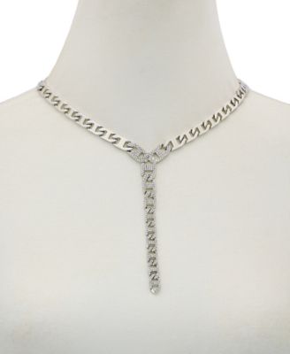 Glass Stone Pave Y-Drop Necklace (also in Silver-Tone)