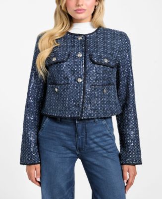 GUESS Women's Elisa Collarless Jacket - Macy's