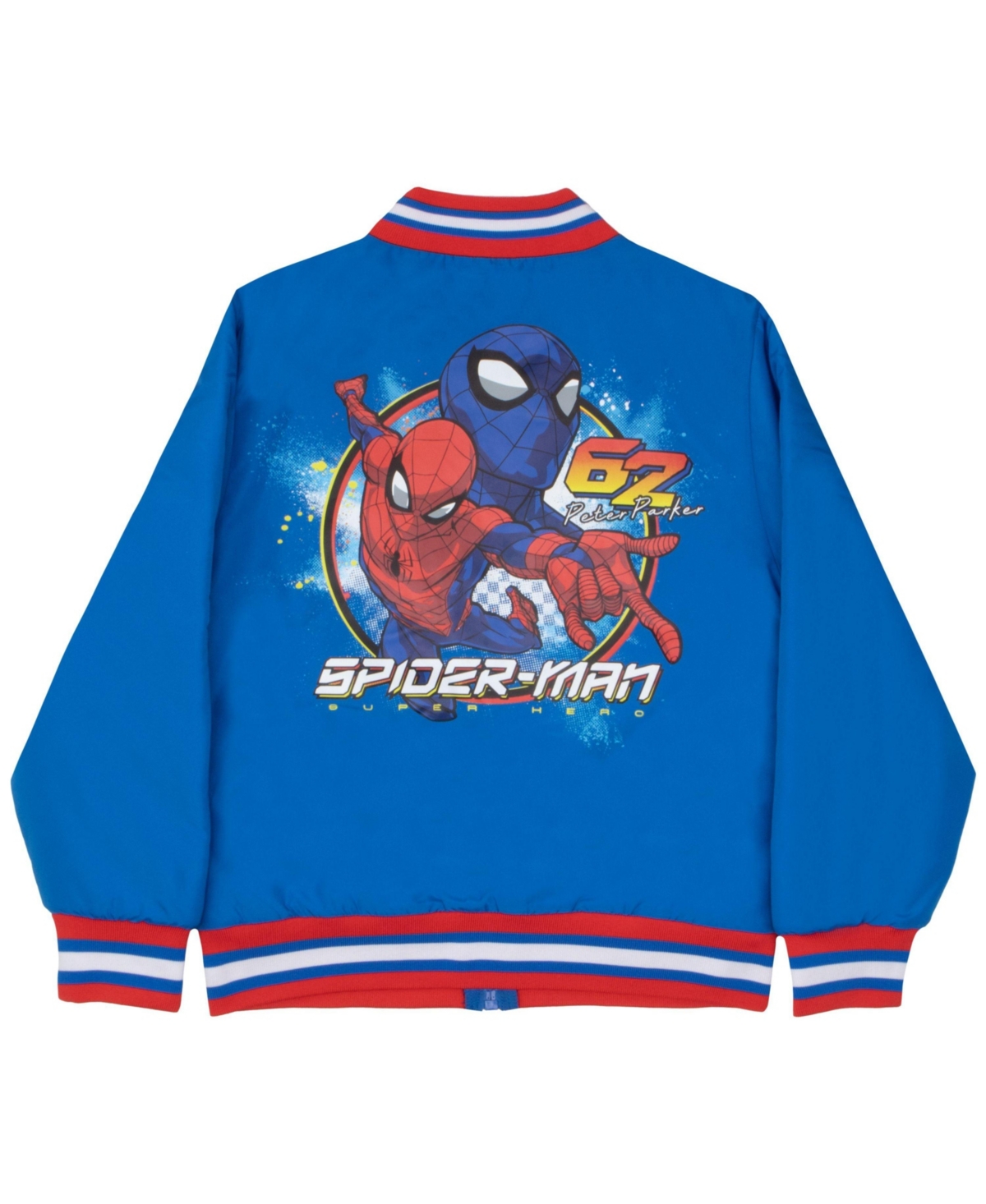 Spider-Man Big Boys Zip-Up Lightweight Graphic Print Superheroes Varsity Bomber Jacket