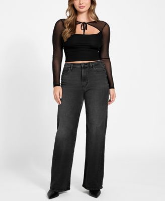 Women's Lauryn Long Sleeve Tie Detail Mesh Top