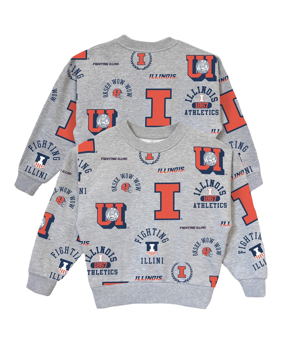Gameday Couture Kids' Big Girls Gray Illinois Fighting Illini Always On Repeat Pullover Sweatshirt