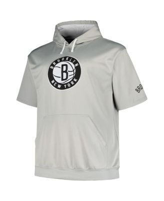 Men's Silver Brooklyn Nets Big Tall Logo Pullover Hoodie
