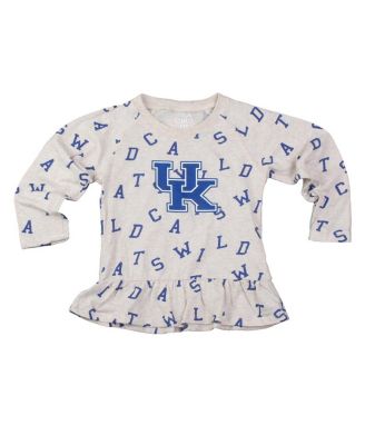 Girls Toddler 2-Piece Oatmeal Kentucky Wildcats Ruffle Raglan Long Sleeve T-Shirt and Leggings Set