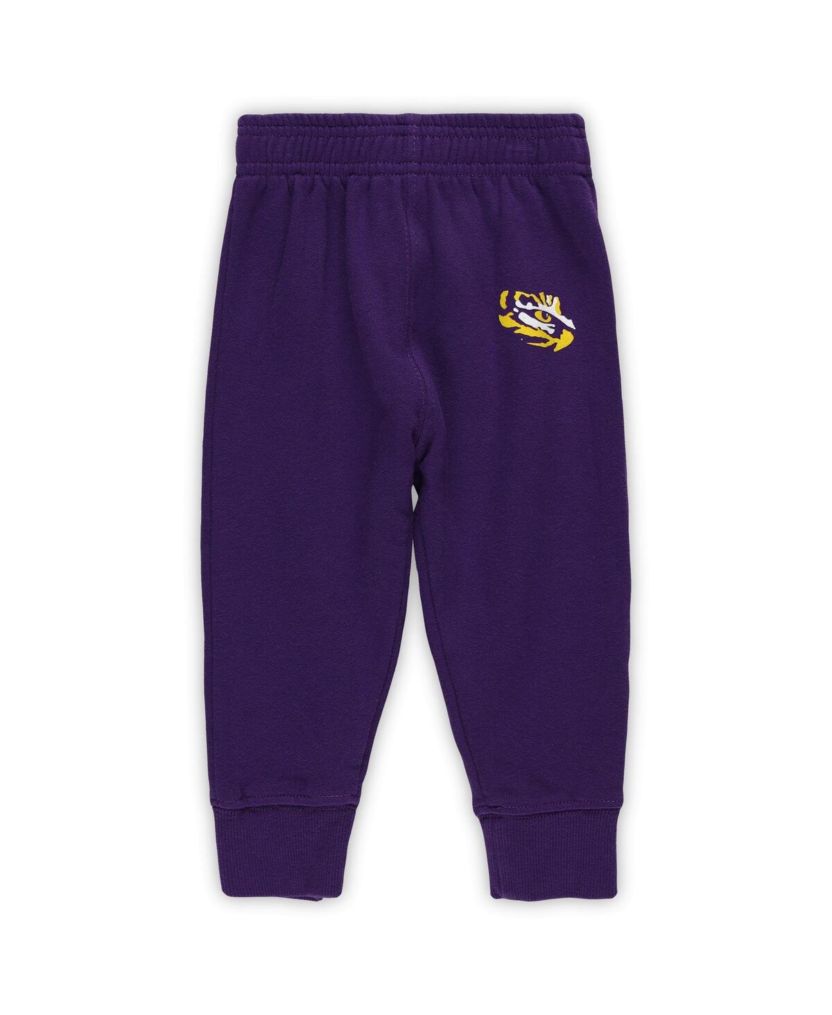 Wes & Willy Baby Boys and Girls 2-Piece Lsu Tigers Color Block Pullover Hoodie Sweatpants Set