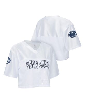ZooZatz - Women's White Penn State Nittany Lions Mesh Cropped V-Neck T-Shirt