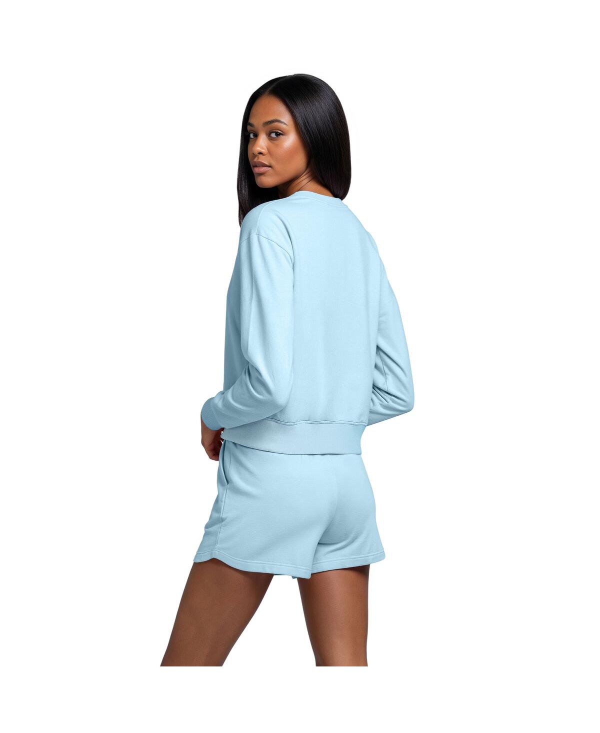 Concepts Sport Women's 2-piece Light Blue North Carolina Tar Heels Elevation Tri-blend Long Sleeve Top And Short Se In Blue