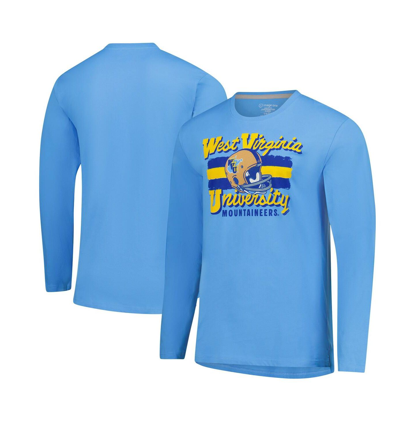 Мужская футболка Image One Light Blue West Virginia Mountaineers Throwback Helmet Long Sleeve — фото 1