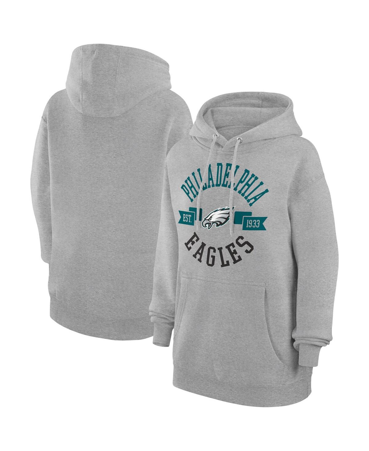 G-iii 4her By Carl Banks Women's Heather Gray Philadelphia Eagles City Graphic Team Fleece Pullover Hoodie In Gray