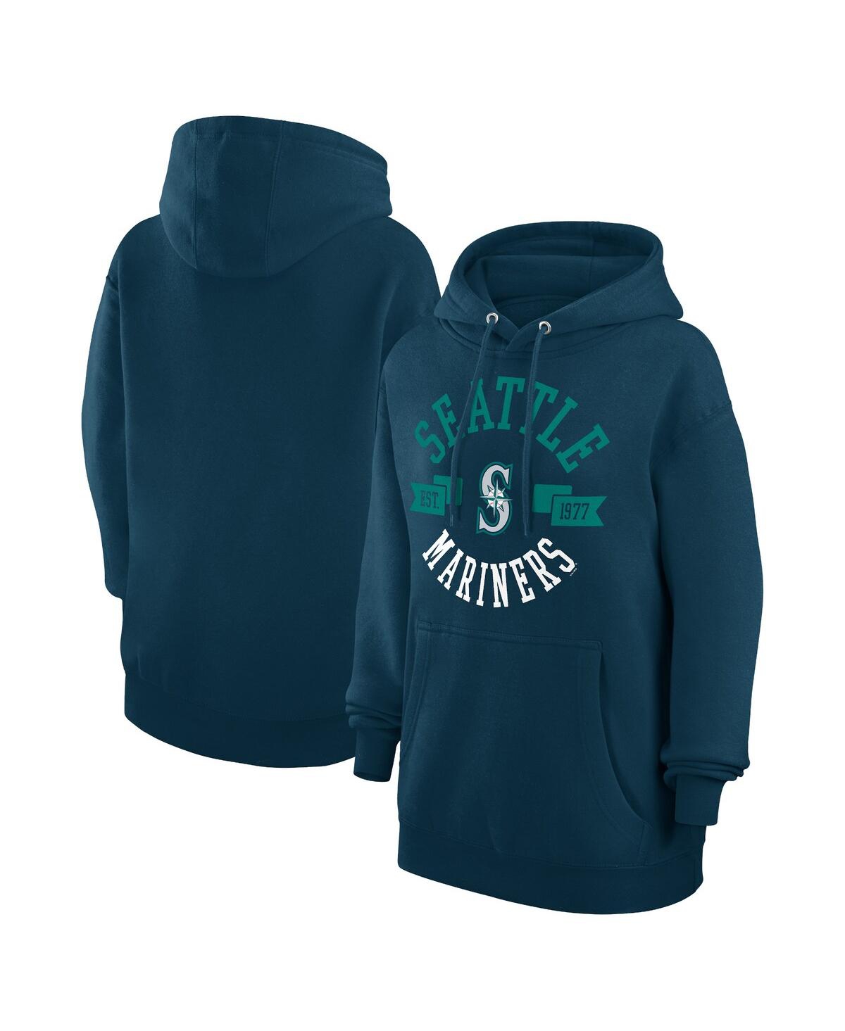 G-iii 4her By Carl Banks Women's Navy Seattle Mariners City Graphic Pullover Hoodie In Blue