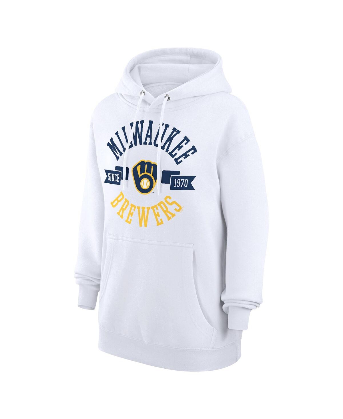 G-iii 4her By Carl Banks Women's White Milwaukee Brewers City Graphic Pullover Hoodie In White