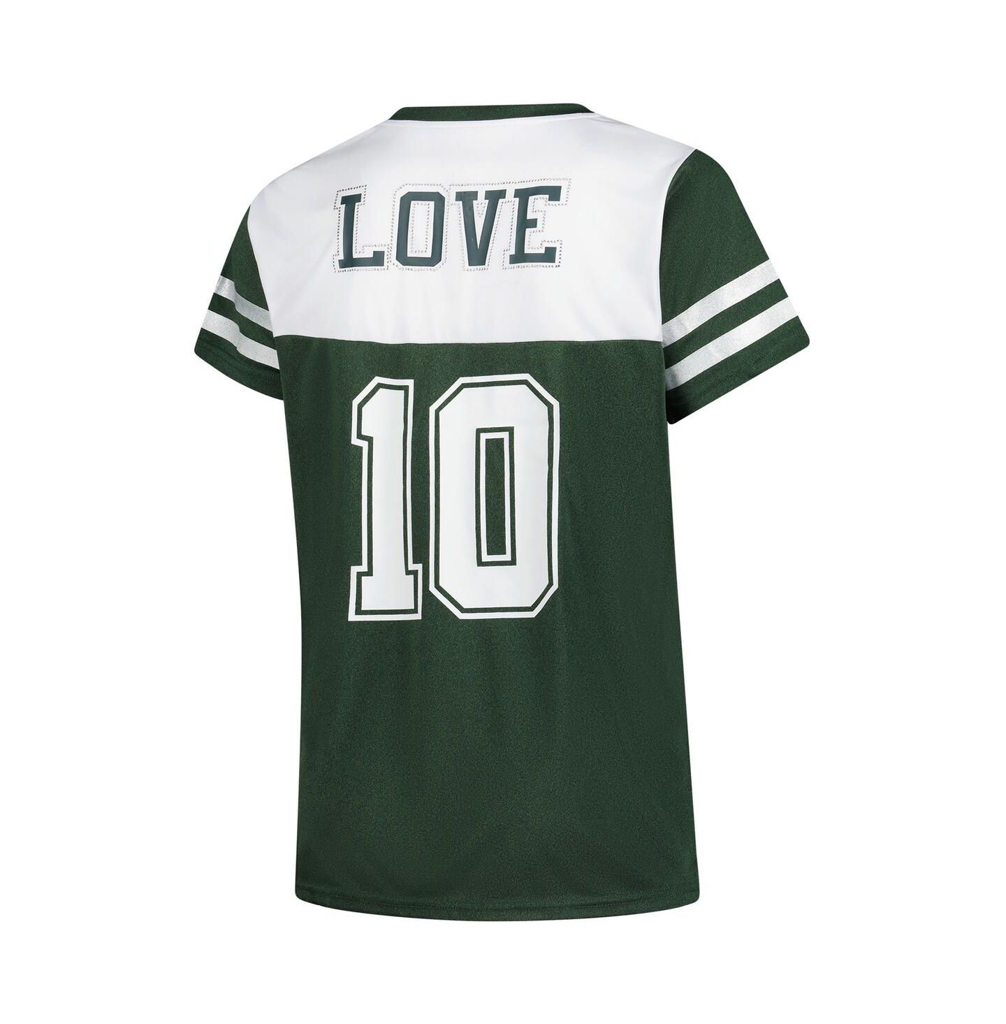 Женская футболка Fanatics Love White Green Bay Packers Plus Size Bling Raglan V-Neck — фото 3