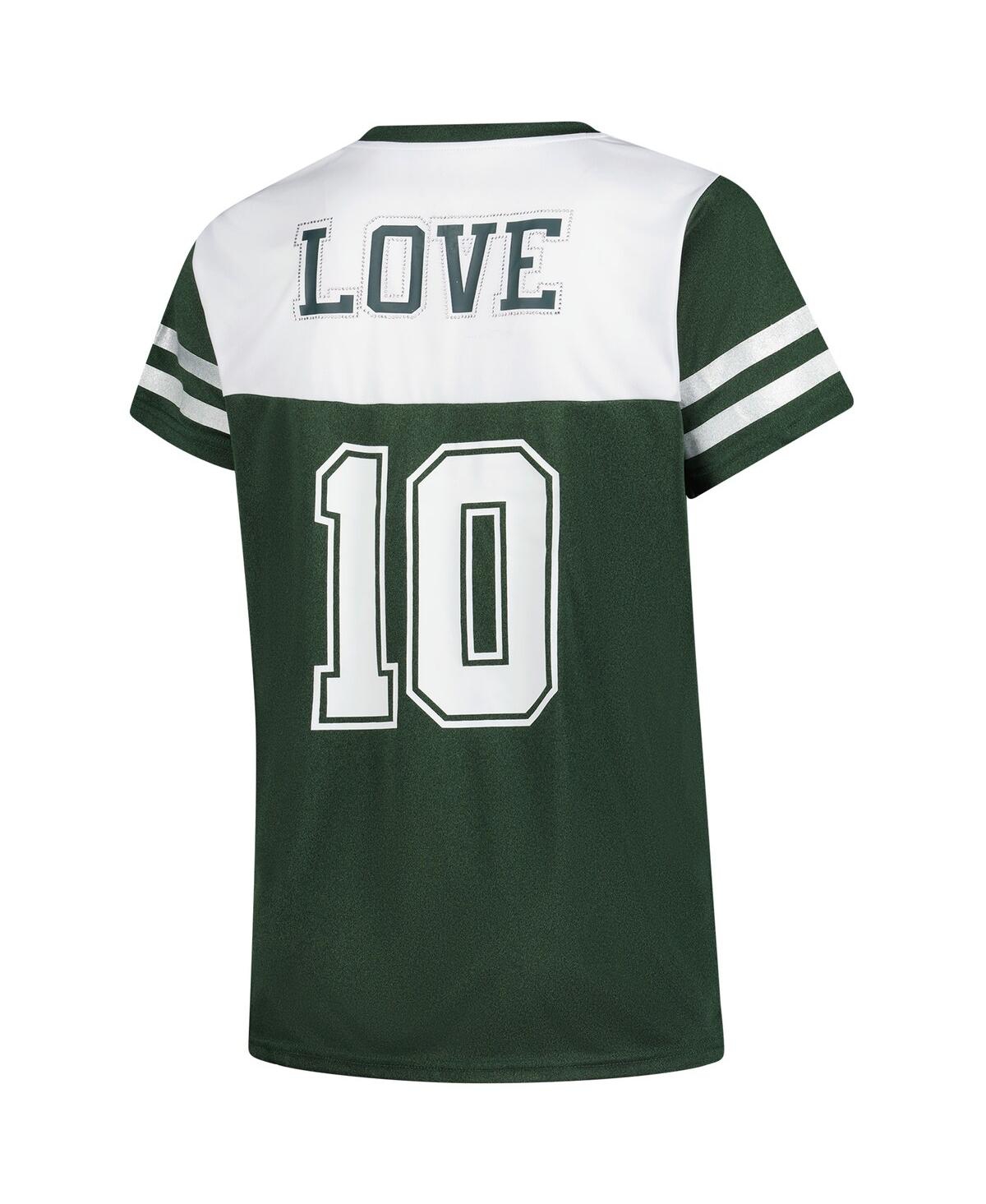 Fanatics Women's Love White Green Bay Packers Plus Size Bling Raglan V-neck T-shirt In Green