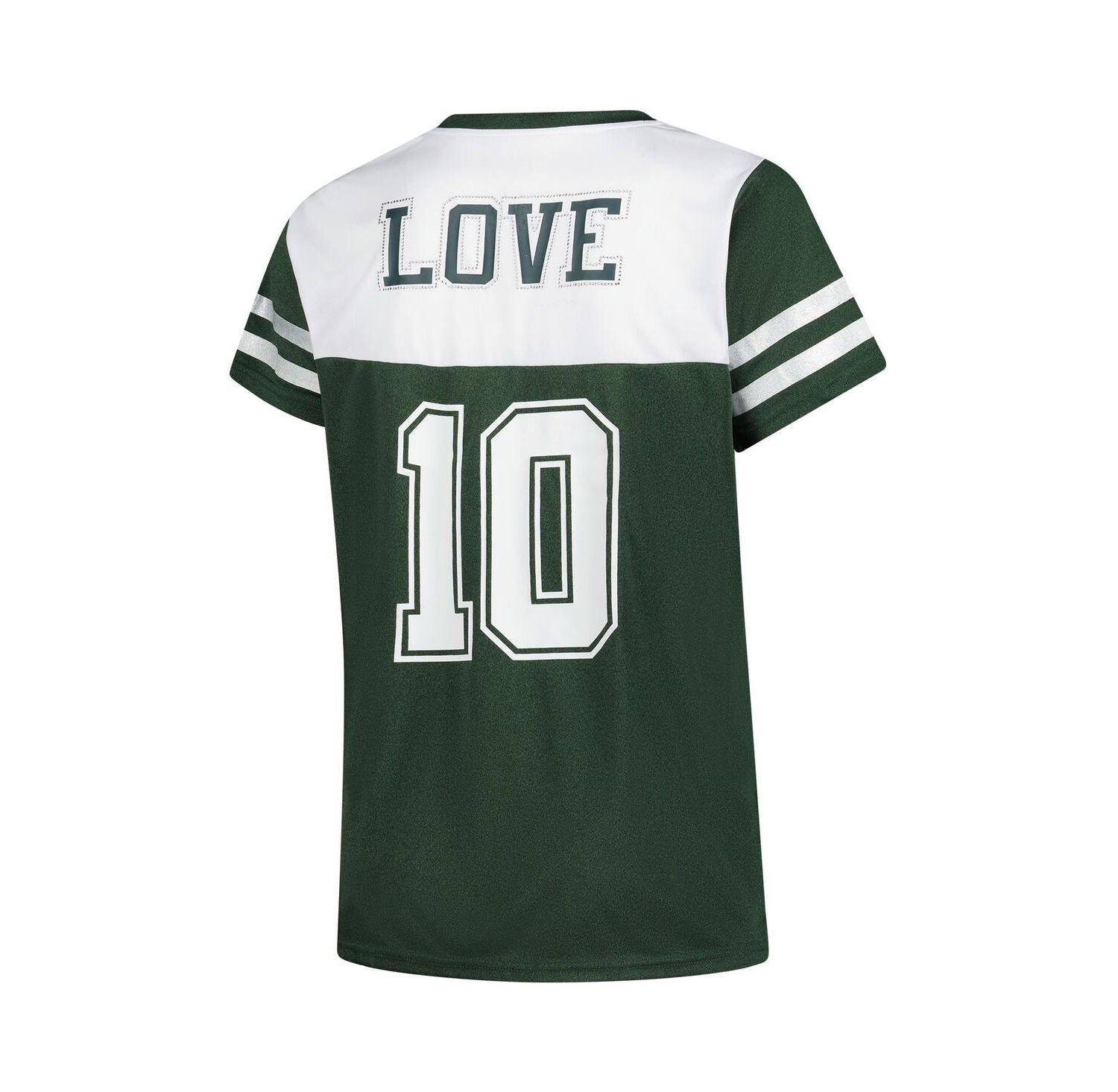 Women's Love White Green Bay Packers Plus Size Bling Raglan V-Neck T-Shirt