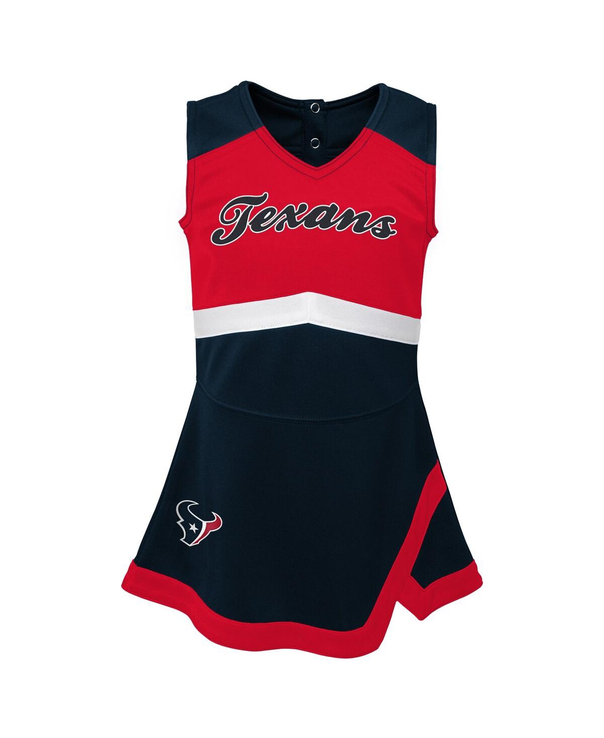 Outerstuff Girls Preschool 2-piece Navy Houston Texans Cheer Captain Jumper Dress With Bloomers Set In Blue