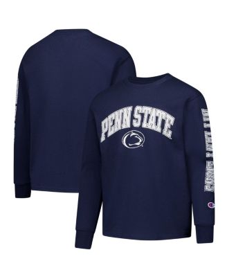 Champion - Big Boys and Girls Navy Penn State Nittany Lions Distressed Arch Over Logo Long Sleeve T-Shirt