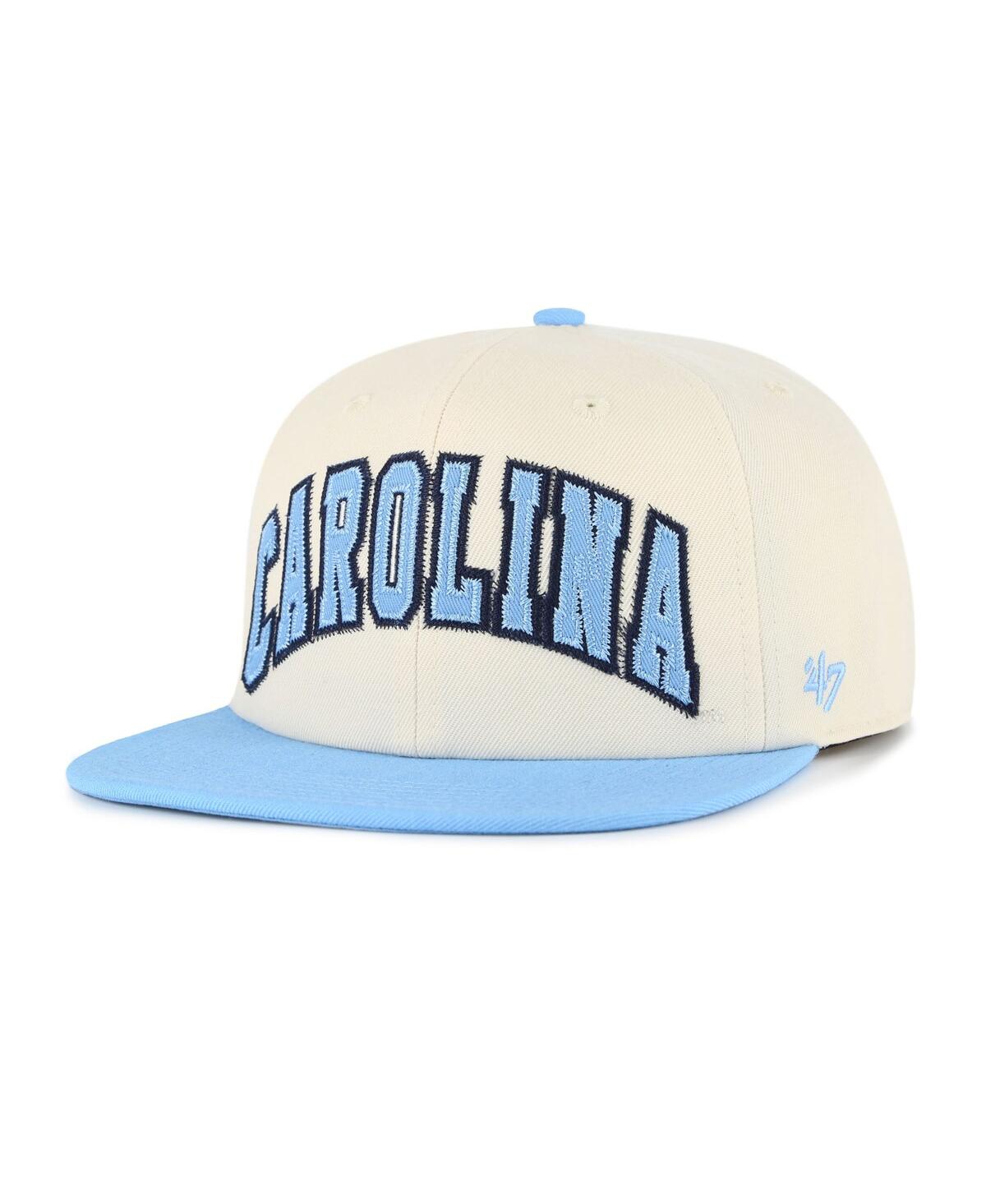 47 Brand Men's And Women's Natural North Carolina Tar Heels Crossover Off Hand Captain Adjustable Hat In White