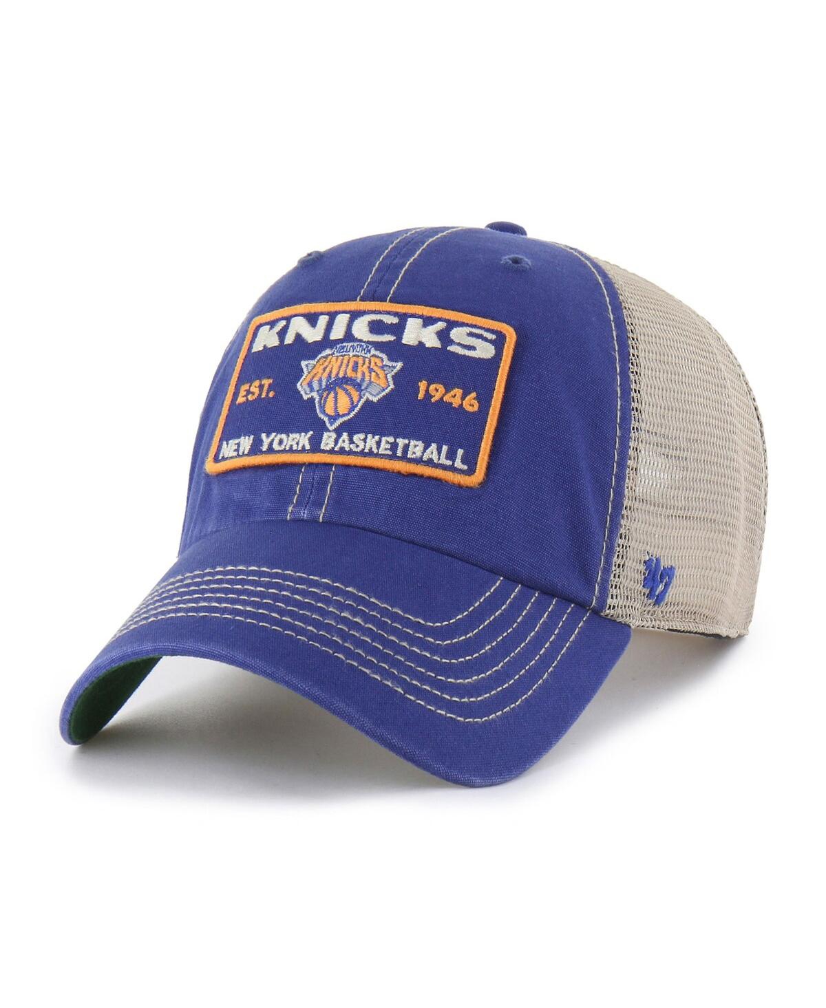 '47 Brand Men's Blue/Tan New York Knicks Wabash Patch Clean Up Adjustable Hat