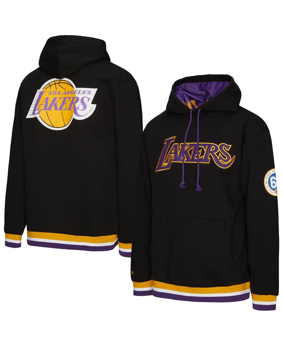 Мужская и женская черная толстовка с капюшоном в тяжелом весе Los Angeles Lakers