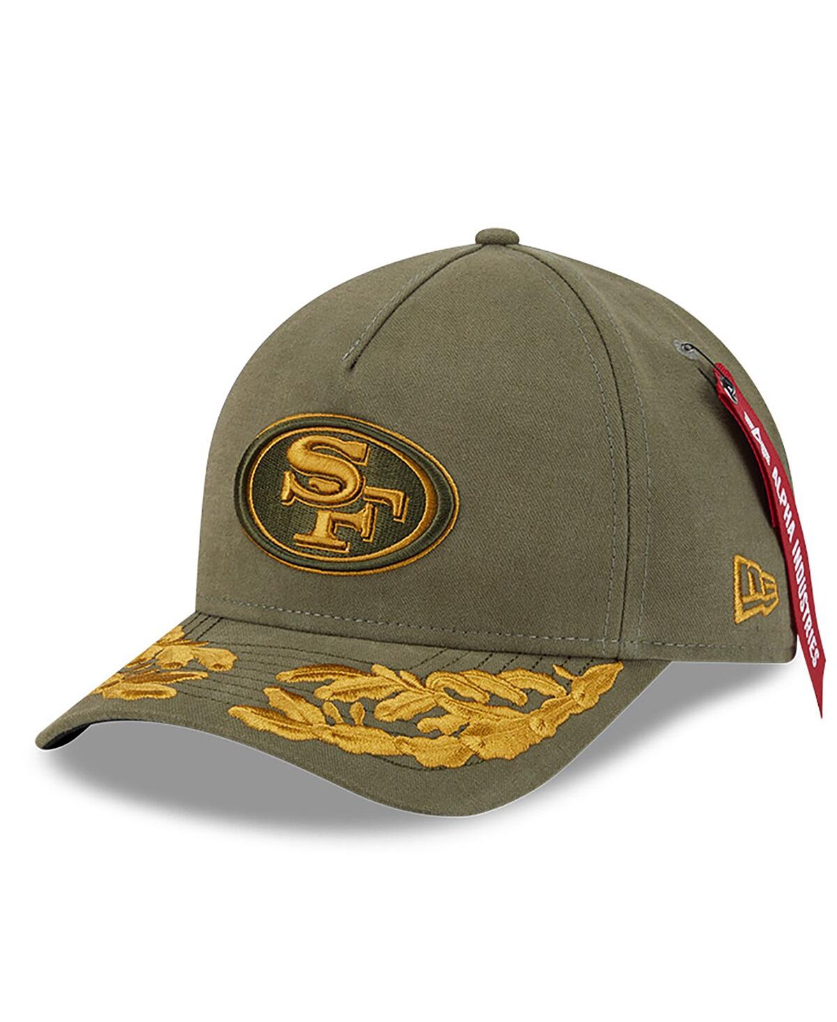 New Era X Alpha Industries Men's Olive San Francisco 49ers A-frame 9forty Adjustable Hat In Green