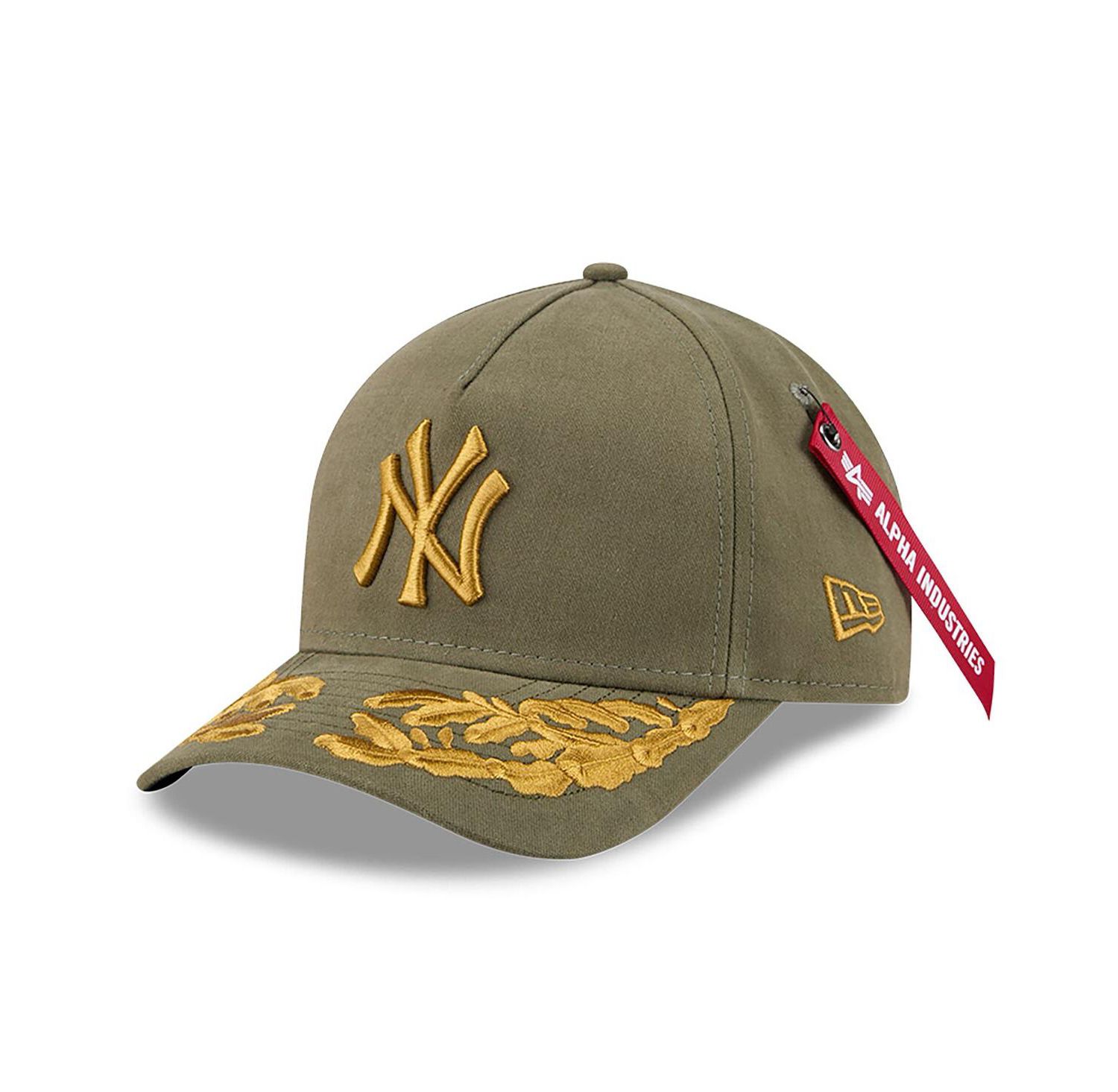 x Alpha Industries Men's Olive New York Yankees A-Frame 9FORTY Adjustable Hat