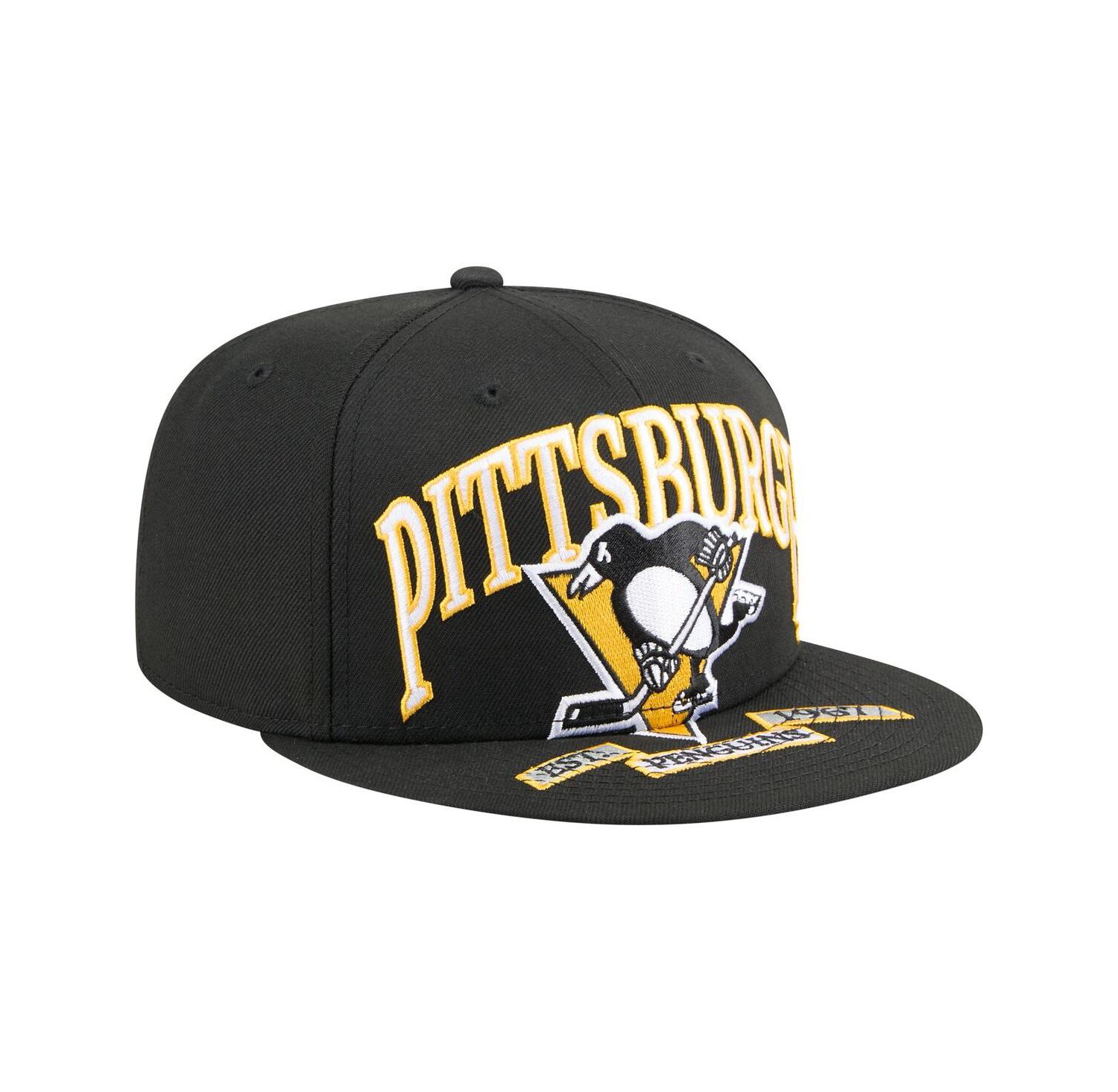 Men's Black Pittsburgh Penguins Oversized Arch 59Fifty Fitted Hat