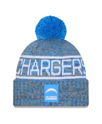New Era - Men's Powder Blue Los Angeles Chargers 2025 Sideline Cold Weather Cuffed Knit Hat with Pom