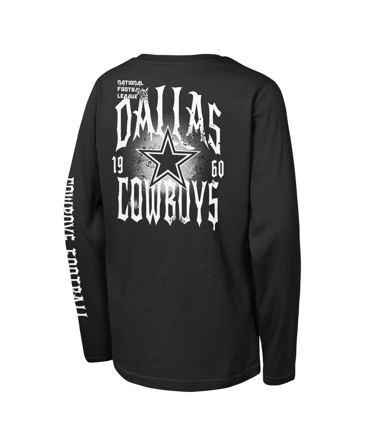 Outerstuff Big Boys And Girls Black Dallas Cowboys Rumble Long Sleeve T-shirt In Black