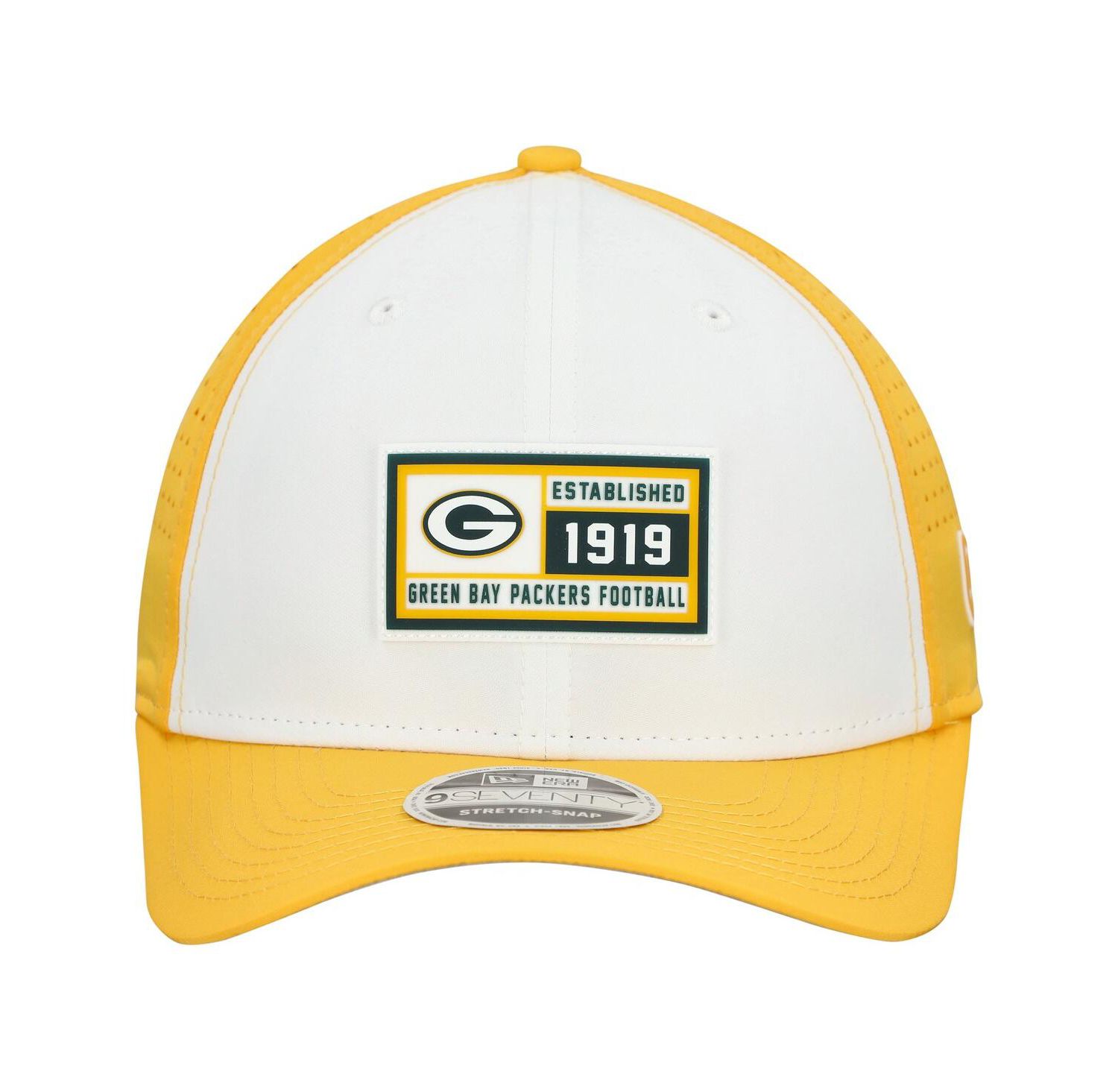 Men's White/Gold Green Bay Packers Established Patch 9SEVENTY Adjustable Hat