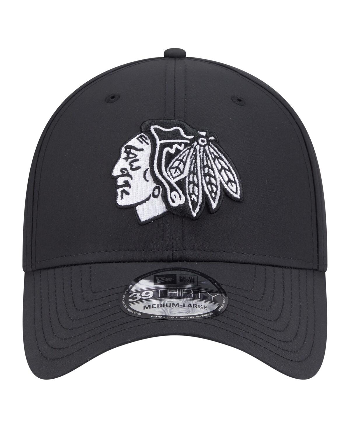 New Era Men's Black Chicago Blackhawks Night 39THIRTY Flex Hat