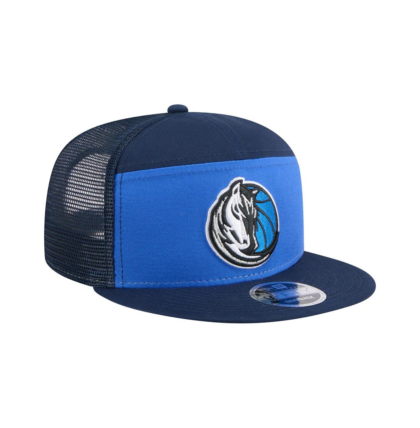 Мужская кепка New Era Blue/Navy Dallas Mavericks Outdoor Split Panel 9FIFTY Snapback Hat — фото 2