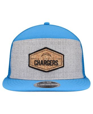 Men's Gray/Powder Blue Los Angeles Chargers Cork Split Panel 9FIFTY Trucker Snapback Hat