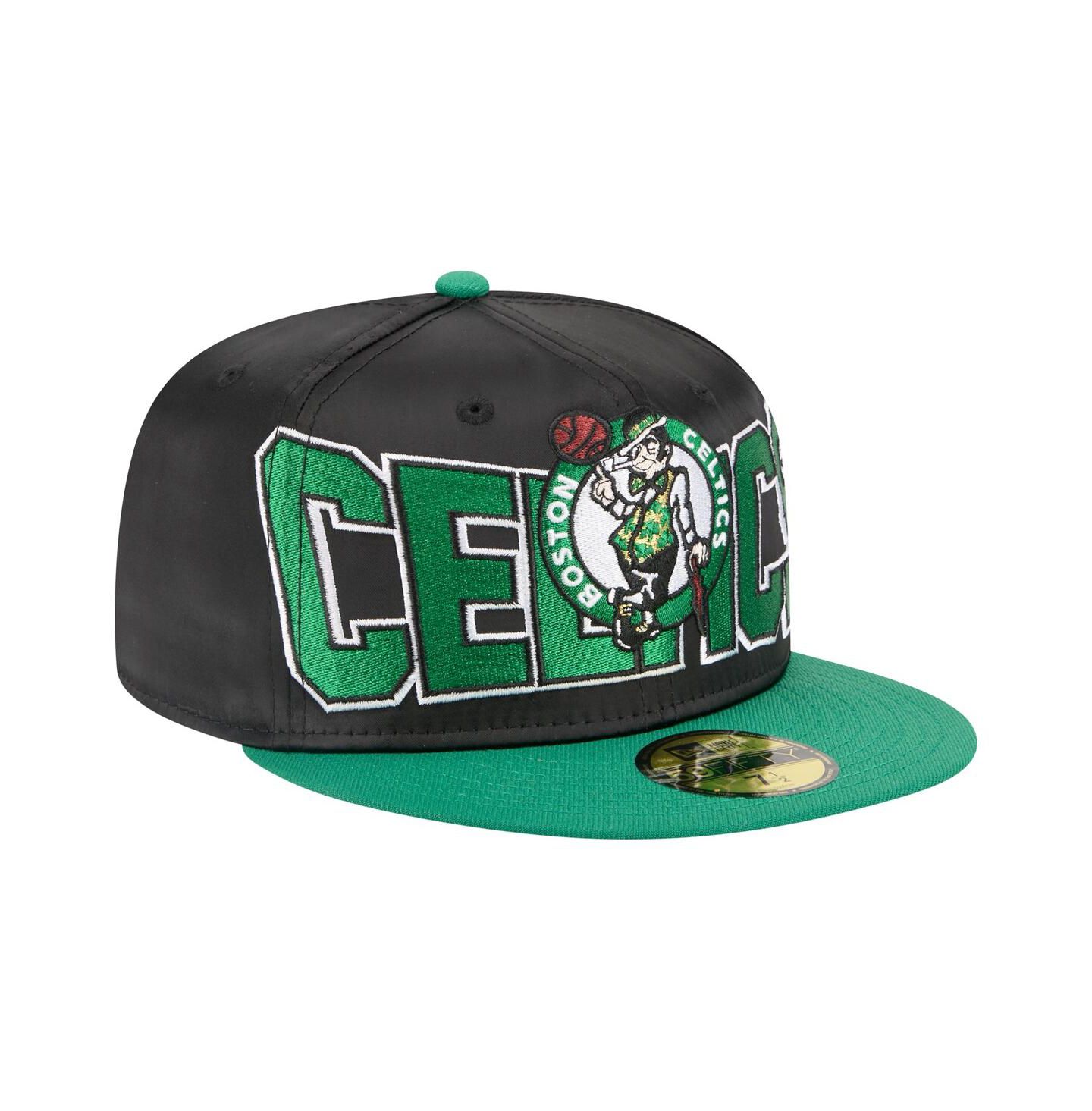 Мужская кепка New Era Black/Kelly Green Boston Celtics Satin Two-Tone 59FIFTY Fitted Hat — фото 4