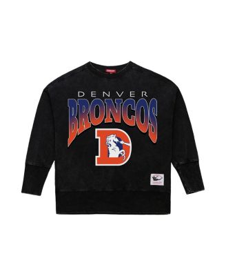 Women's Black Denver Broncos Delineate Mineral Wash Crewneck Sweatshirt