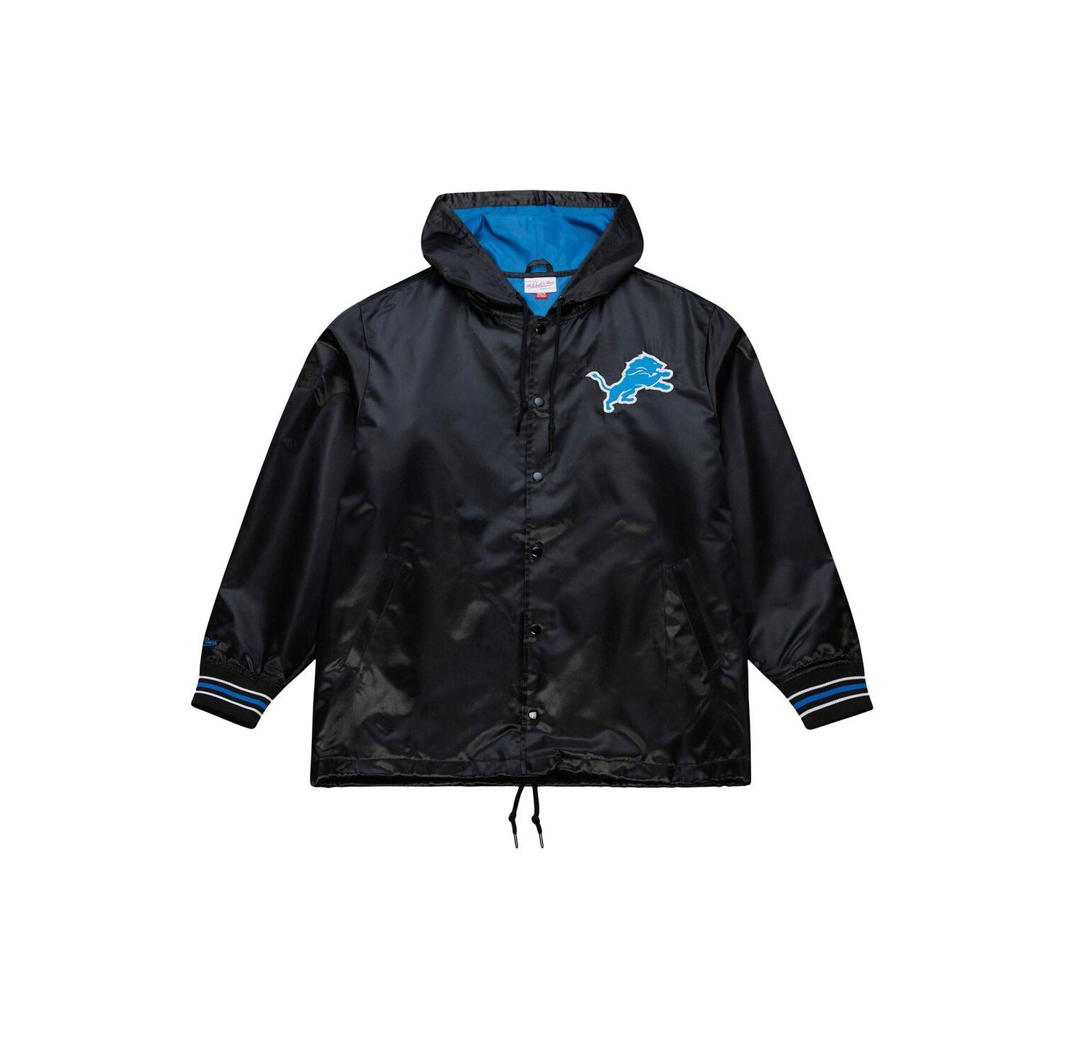 Men's Black Detroit Lions Downtown Satin Full-Snap Jacket