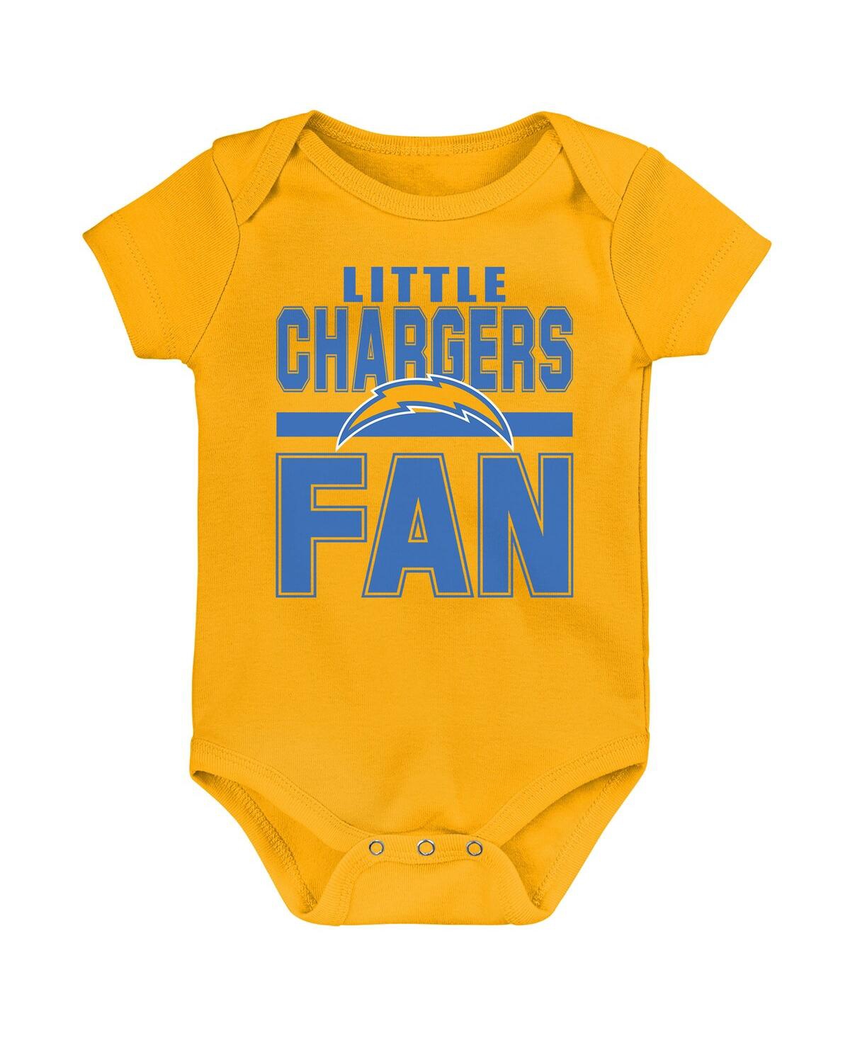 Outerstuff Newborn 3-piece Los Angeles Chargers Little Tike Bodysuit Set In Blue