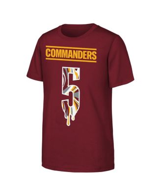 Big Boys and Girls Jayden Daniels Burgundy Washington Commanders Mainliner Drip Player Name Number T-Shirt
