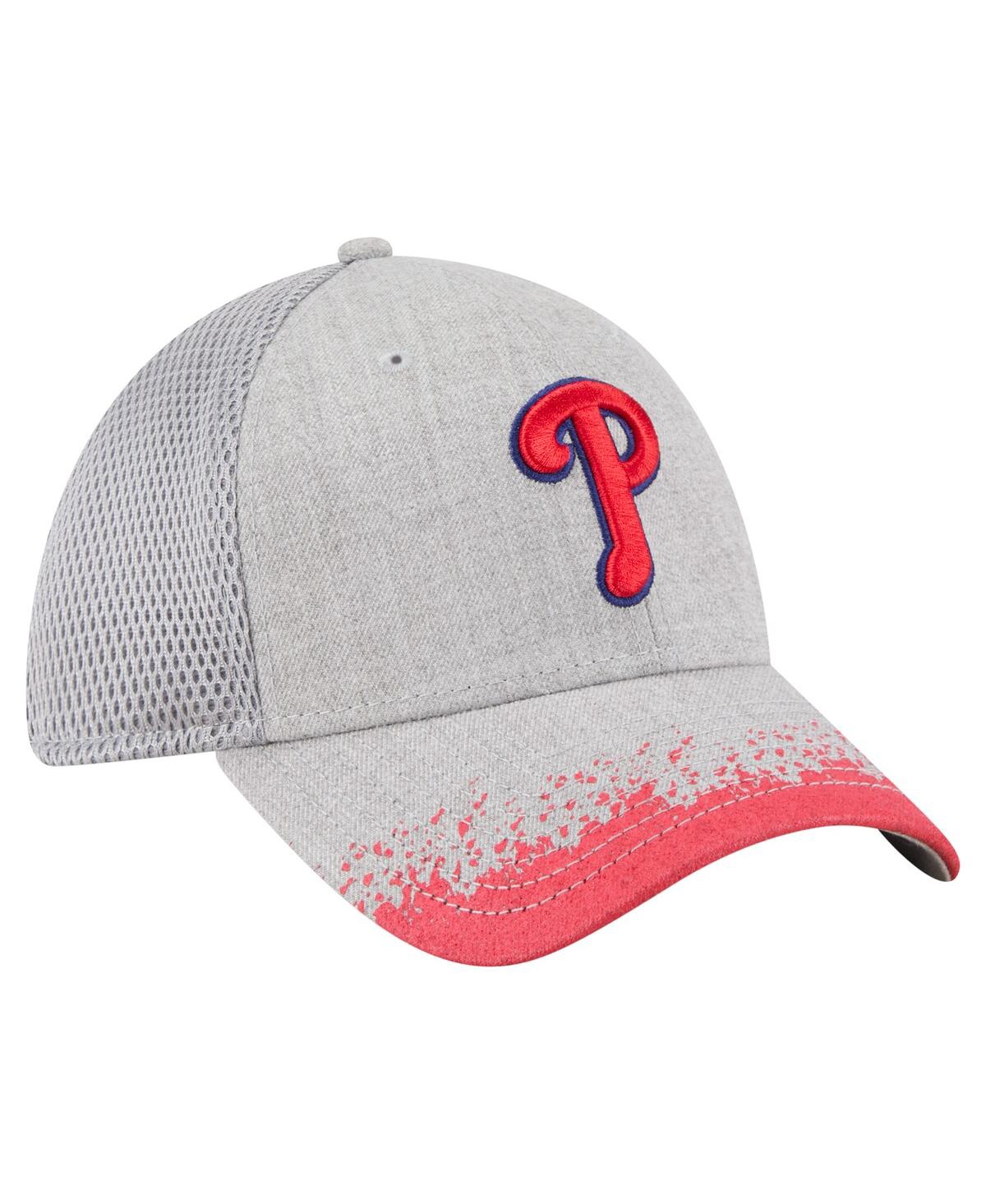 New Era Men's Gray Philadelphia Phillies Visor Paint Splatter 39thirty Flex Hat In Gray