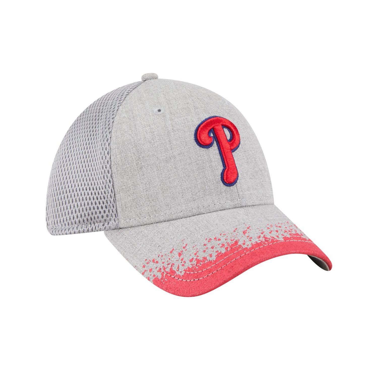 Men's Gray Philadelphia Phillies Visor Paint Splatter 39THIRTY Flex Hat