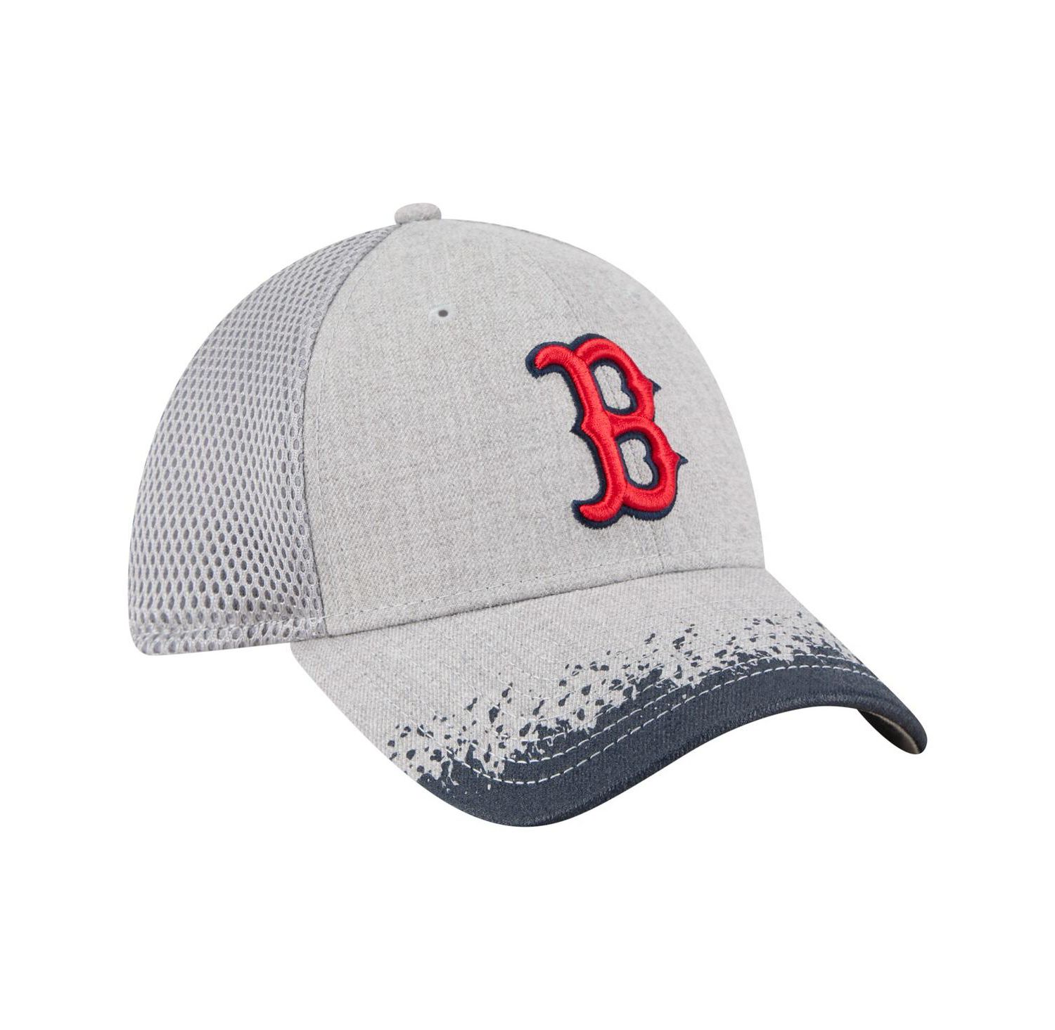 Men's Gray Boston Red Sox Visor Paint Splatter 39THIRTY Flex Hat